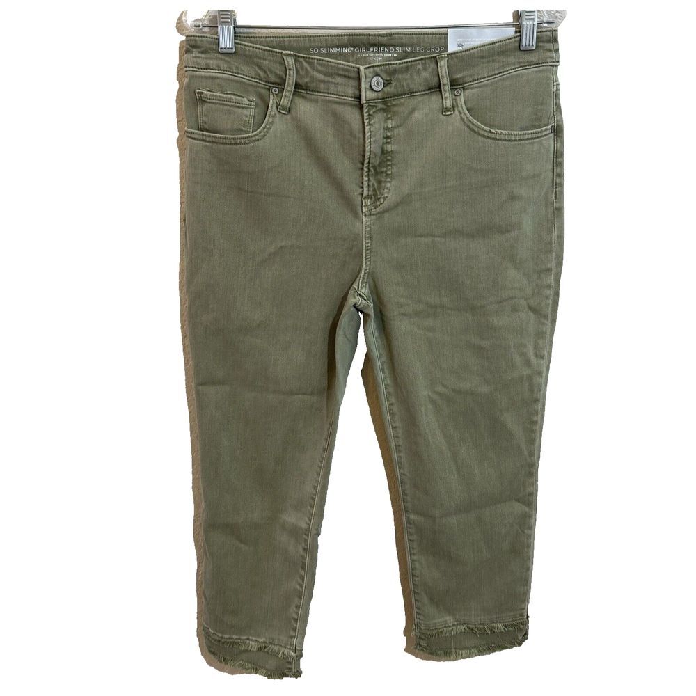Chico's So Slimming Girlfriend Slim Leg Cropped Jeans US Sz 10 Petite Green NEW